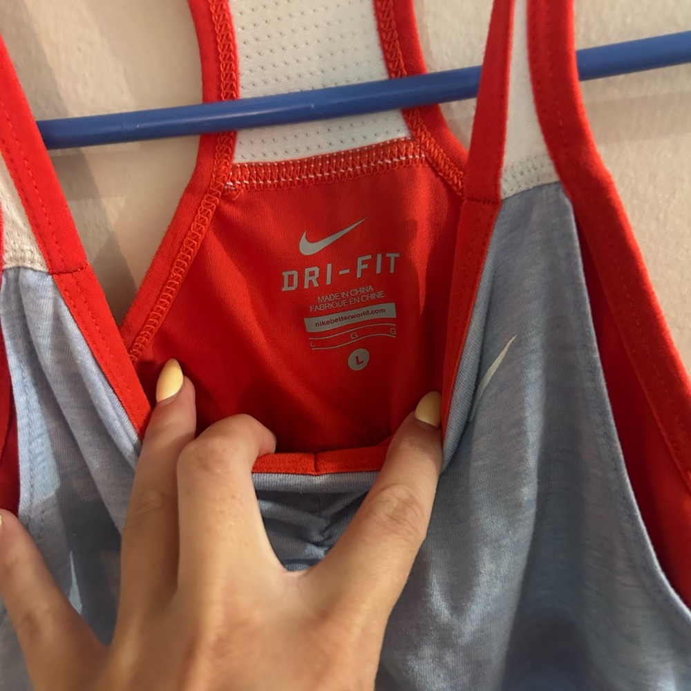 Nike Dri-Fit Blue and Red Tank Top